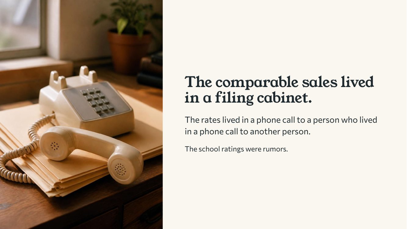 The comparable sales lived in a filing cabinet